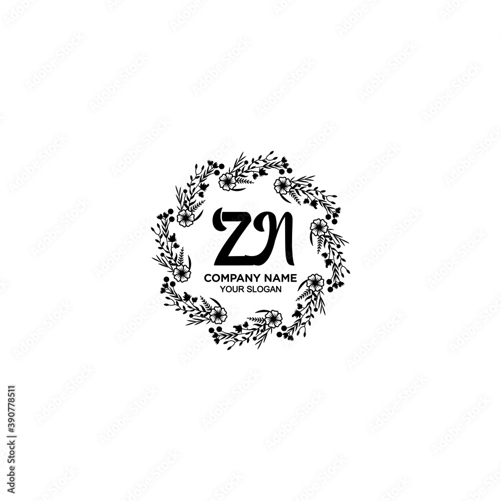 Initial ZN Handwriting, Wedding Monogram Logo Design, Modern Minimalistic and Floral templates for Invitation cards	
 - obrazy, fototapety, plakaty 