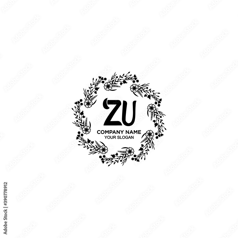 Initial ZU Handwriting, Wedding Monogram Logo Design, Modern Minimalistic and Floral templates for Invitation cards	
 - obrazy, fototapety, plakaty 