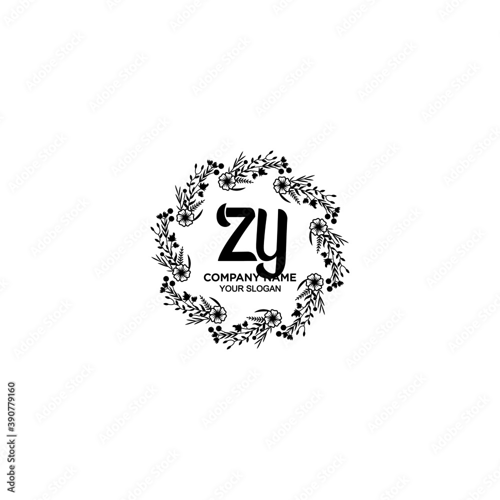 Initial ZY Handwriting, Wedding Monogram Logo Design, Modern Minimalistic and Floral templates for Invitation cards	
 - obrazy, fototapety, plakaty 