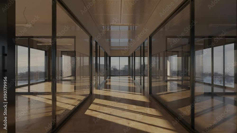 Floor with Empty Office Rooms in Natural Daylight 3D Rendering Floor with Empty Office Rooms in Natural Daylight 3D Rendering