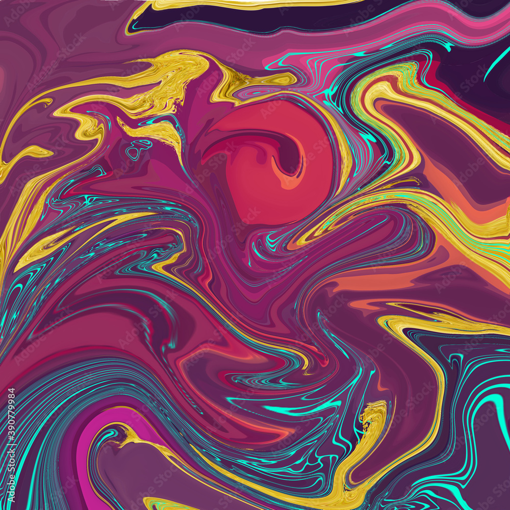 Beautiful liquid digital art background with dynamic composition of different color shades and textures