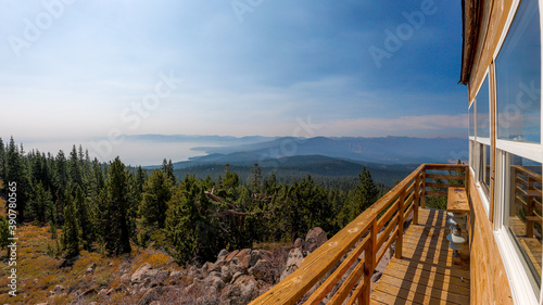 TRUCKEE, CALIFORNIA, UNITED STATES - Oct 08, 2020: Martis Peak Fire Lookout Lake Tahoe View photo