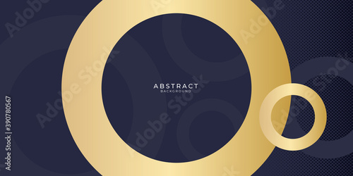 Abstract gold black circle shapes and luxury pattern background