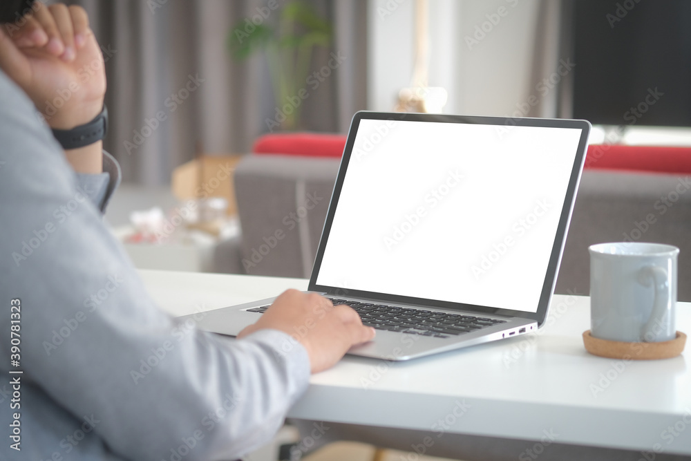 Mock up Copy Space Blank Screen Concept Business Working on Laptop. Mock up Copy Space Blank Screen Concept Business Working on Laptop.