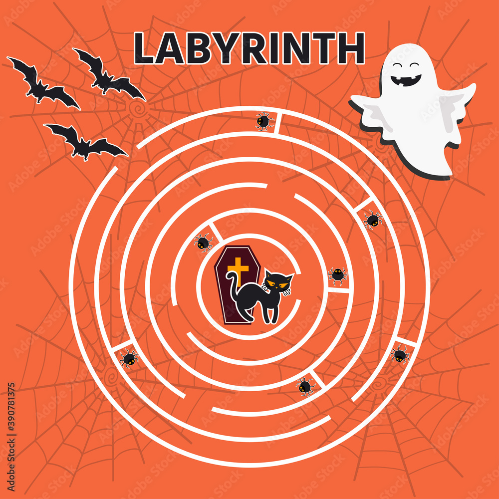 Halloween maze game for children. labyrinth. Preschool worksheet ...
