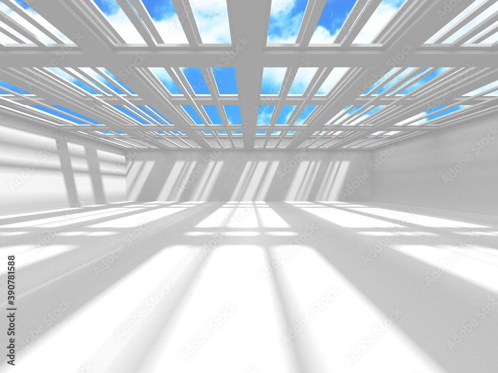 Obraz premium Empty white architecture with sky view