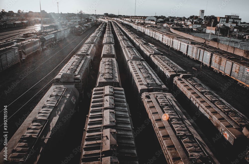 old transport railways on the railway tracks