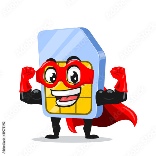 vector illustration of sim card mascot or character