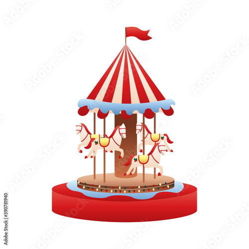 cute carousel christmas toy icon