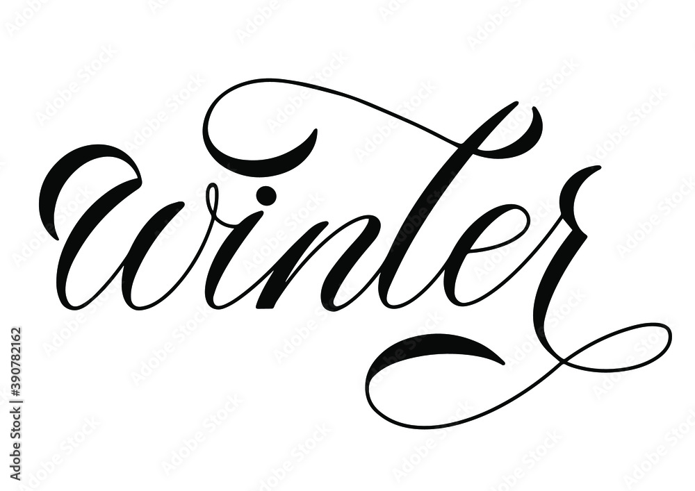 Fototapeta premium Winter calligraphy lettering for posters, postcards and decoration. Vector illustration