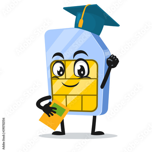 vector illustration of sim card mascot or character
