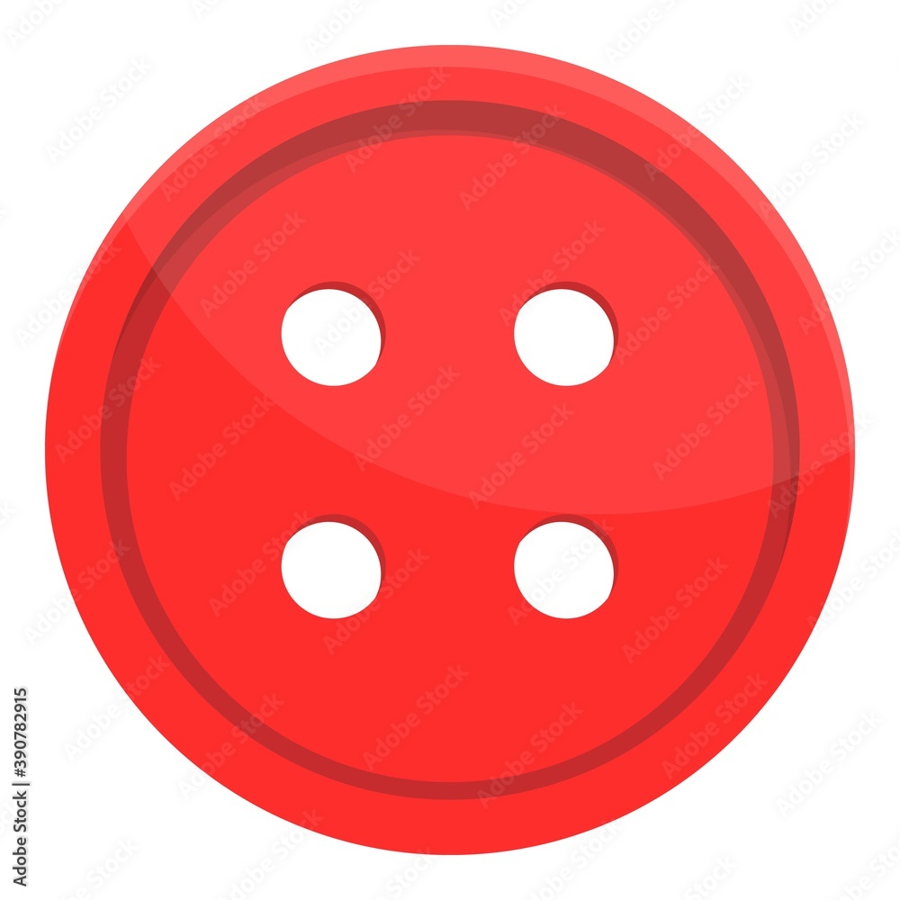 Red clothes button icon. Cartoon of red clothes button vector icon for web design isolated on white background Red clothes button icon. Cartoon of red clothes button vector icon for web design isolated on white background