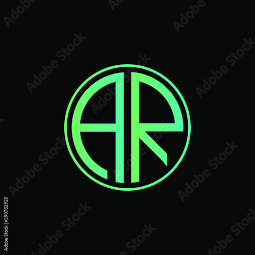 AR MONOGRAM letter icon design on BLACK background.Creative letter AR/A R logo design. AR initials/MONOGRAM Logo design.