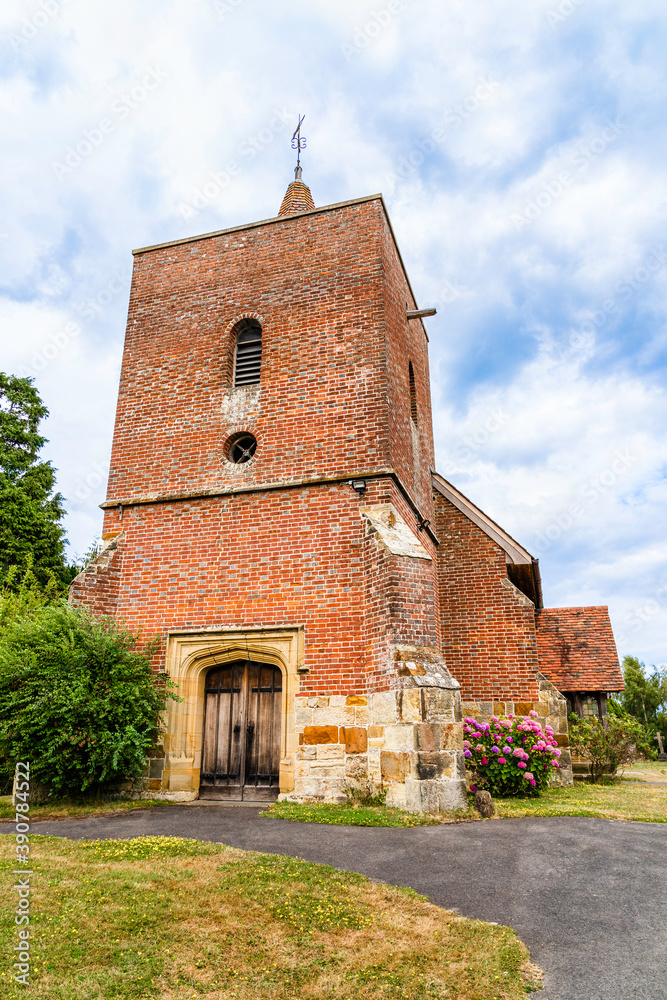 All Saints' church in Tudeley, Kent, England, UK, the only church in the world that has its windows in stained glass designed by Marc Chagall