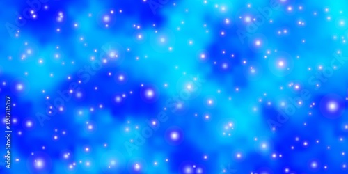 Light BLUE vector template with neon stars. © Guskova