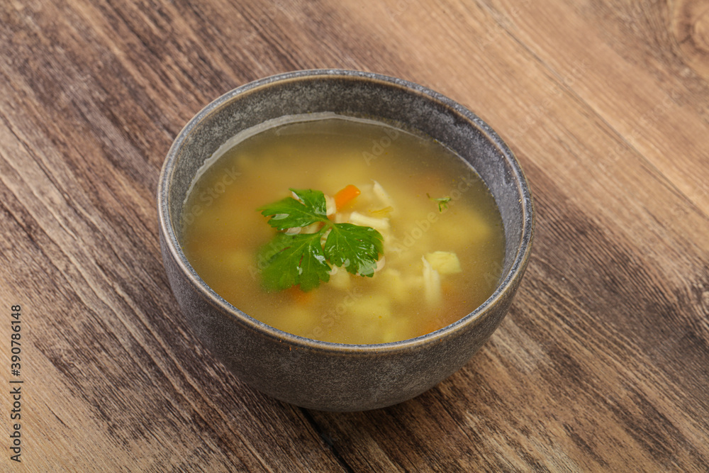 Tasty chicken soup with carrot Tasty chicken soup with carrot