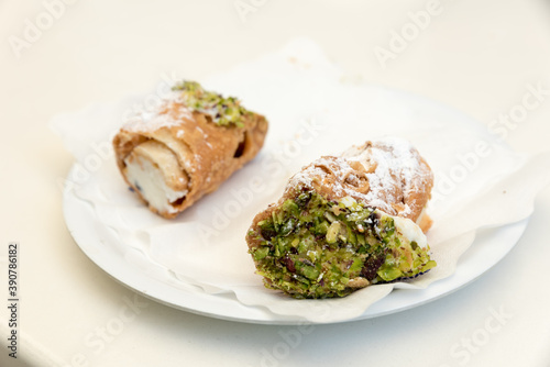 Sicilian cannoles with candied fruit