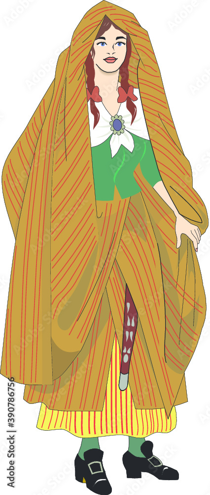 Illustration of woman in traditional dress