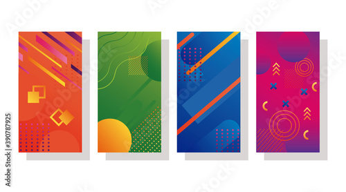 bundle of four geometric vivid backgrounds