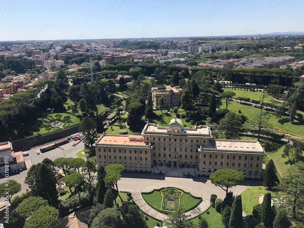 Aerial view from Basilica of Saint Peter in the Vatican, Italy