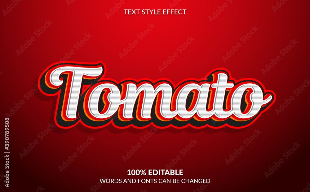 Editable Text Effect, Red Tomato Text Style Editable Text Effect, Red Tomato Text Style