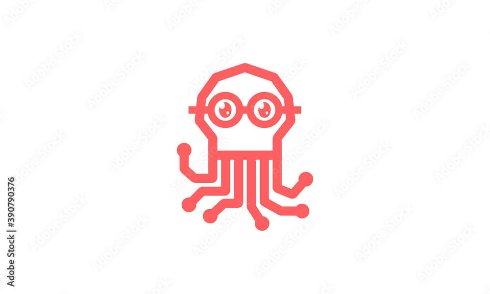 Creative Vector Illustration Logo Design. Octopus Robotic Technology Digital Concept. Creative Vector Illustration Logo Design. Octopus Robotic Technology Digital Concept.