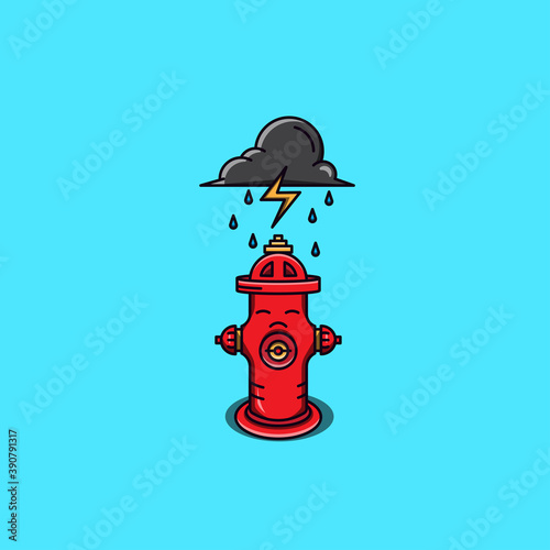 fire hydrant icon. hydrant cartoon and dark cloudy illustration