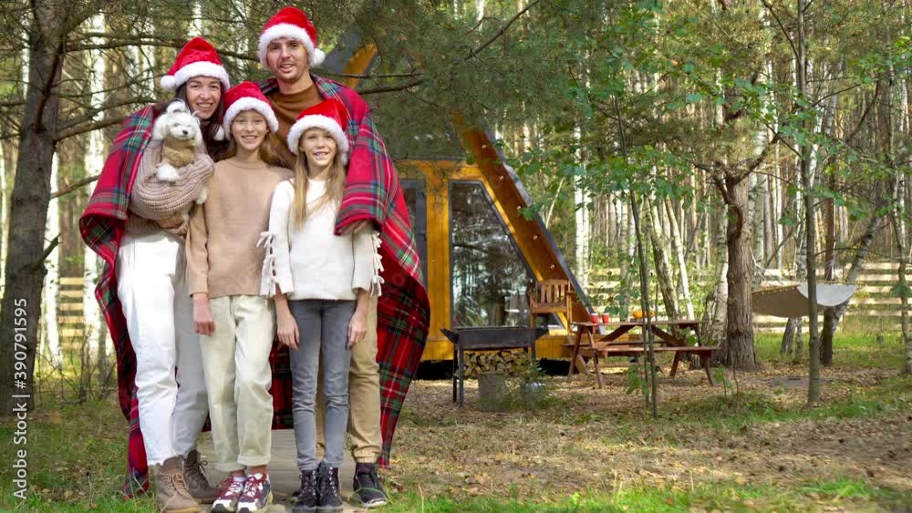 Beautiful family with kids walking at Christmas day Beautiful family with kids walking at Christmas day
