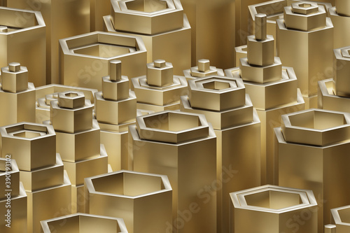 Fototapeta Naklejka Na Ścianę i Meble -  Golden combs background. Finance and business concept. 3d rendering - illustraiton.