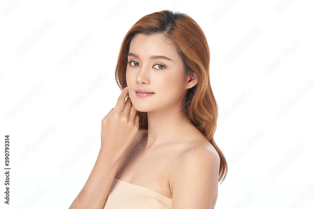 Beautiful young asian woman with clean fresh skin on white background, Face care, Facial treatment, Cosmetology, beauty and spa, Asian women portrait Beautiful young asian woman with clean fresh skin on white background, Face care, Facial treatment, Cosmetology, beauty and spa, Asian women portrait