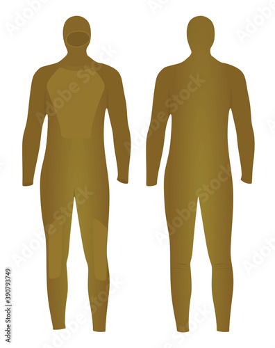Brown diving wetsuit. vector illustration