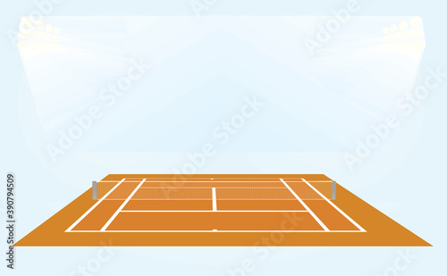 Brown tennis court. vector illustration