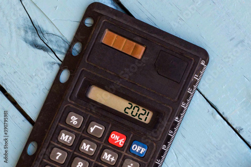 Calculator with the word 2021  photo