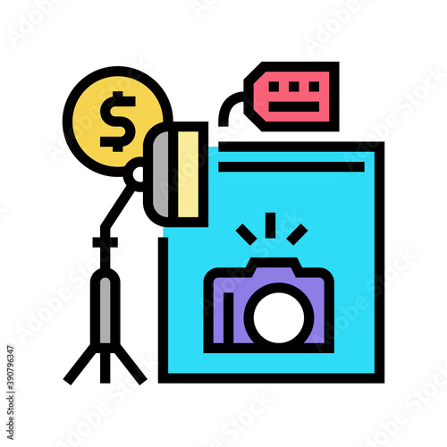 photo camera and studio rental color icon vector. photo camera and studio rental sign. isolated symbol illustration