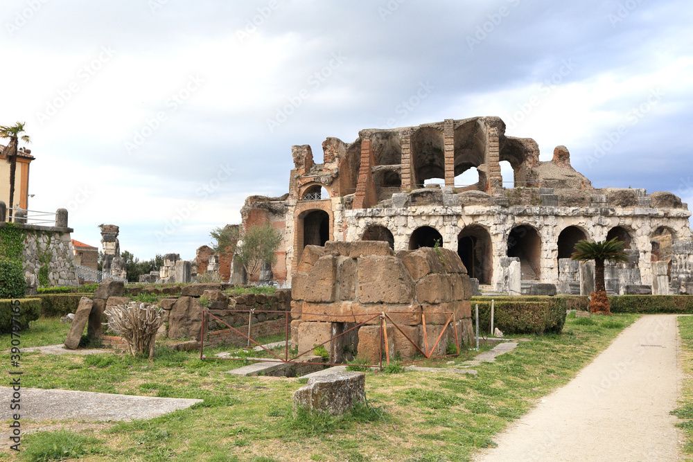 Amphitheatre of Capua, second largest Roman theatre ruins, Italy 