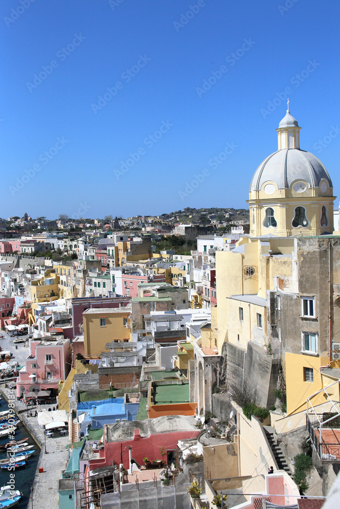 colorful village of Procida in Napoli province, Italy 