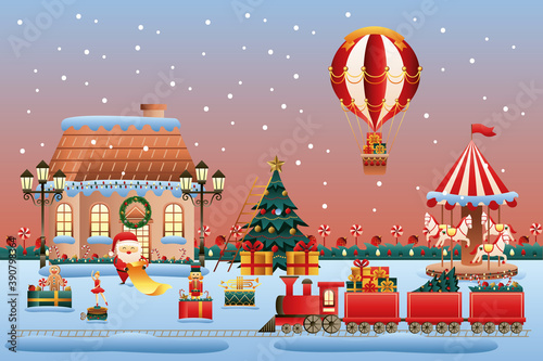 christmas toys land scene icons