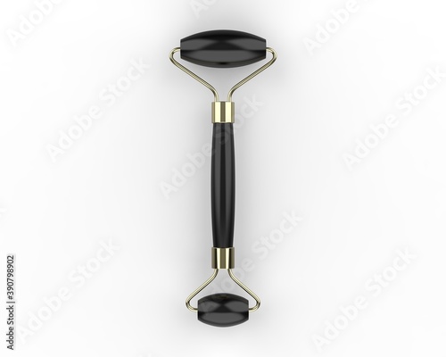 Dual Sided Facial Roller Massager for mockup and branding, 3d render illustration. 