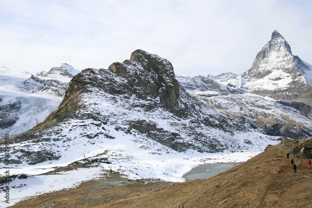 snowy landscape of Matterhorn mountain, Switzerland 