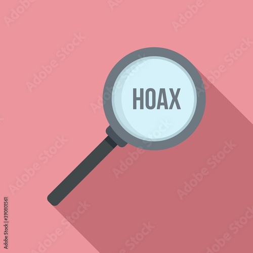 Hoax magnifier icon. Flat illustration of hoax magnifier vector icon for web design