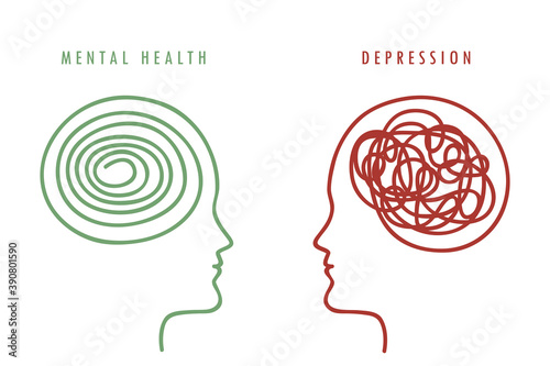 mental health concept man brain silhouette vector illustration EPS10