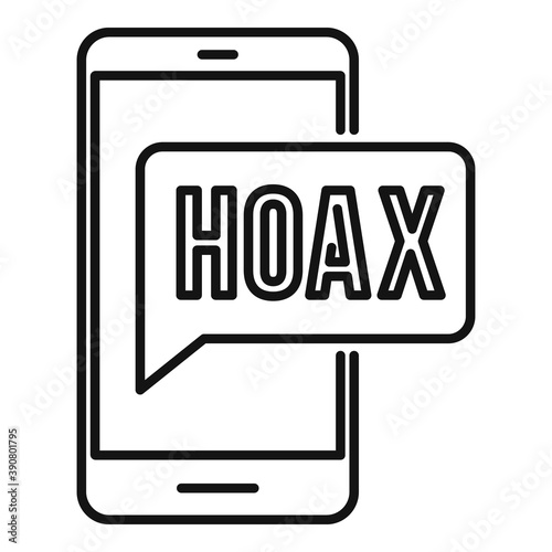 Hoax phone sms icon. Outline hoax phone sms vector icon for web design isolated on white background
