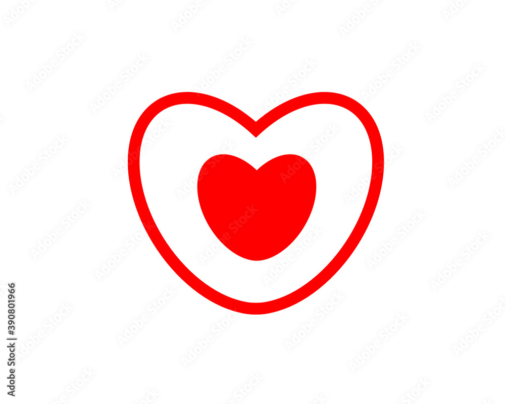 red heart icon on isolated white