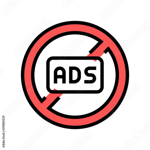 ads crossed out mark color icon vector. ads crossed out mark sign. isolated symbol illustration