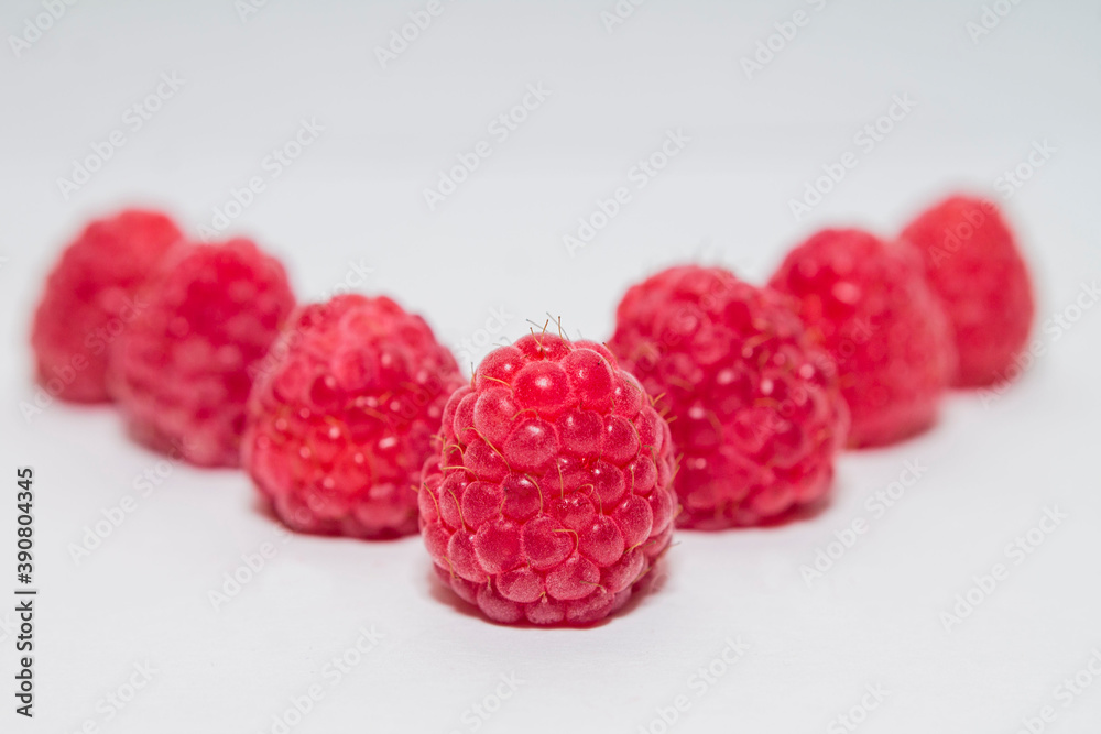 raspberries on white background raspberries on white background
