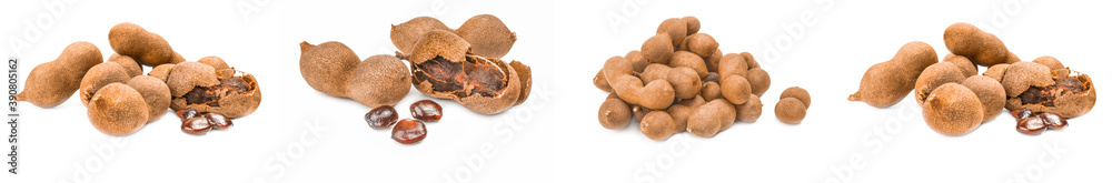 Collage of Tamarind isolated on a white background cutout Collage of Tamarind isolated on a white background cutout