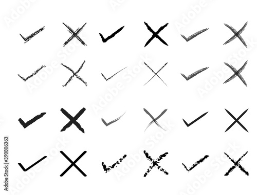 right and wrong brushes icon. Check mark icon, Cross mark icon set. checkmark sign