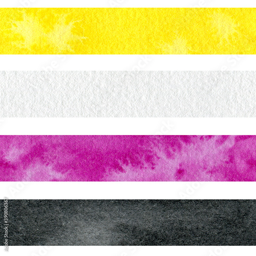 Watercolor LGBT, non-binary pride rainbow flag. Pattern of gay pride design grunge element. LGBTQ+ digital paper.