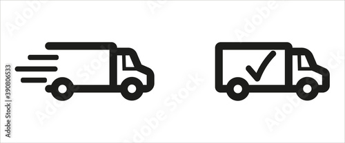Fast delivery icon.Thin line fast delivery truck icon on white background.24/7.