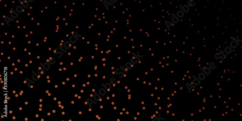 Dark Orange vector background with colorful stars.